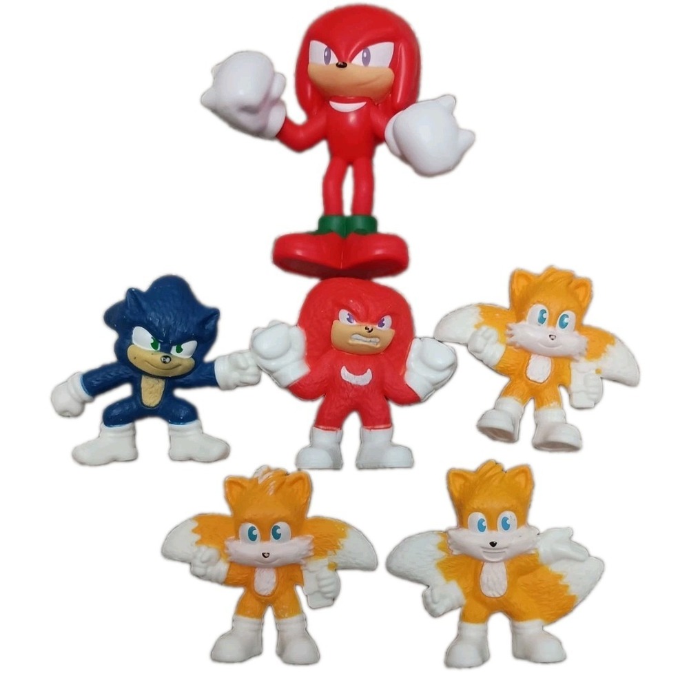 Lot of 6 Sonic The Hedgehog Plastic Character Toys Action Figures Knuckles Tails